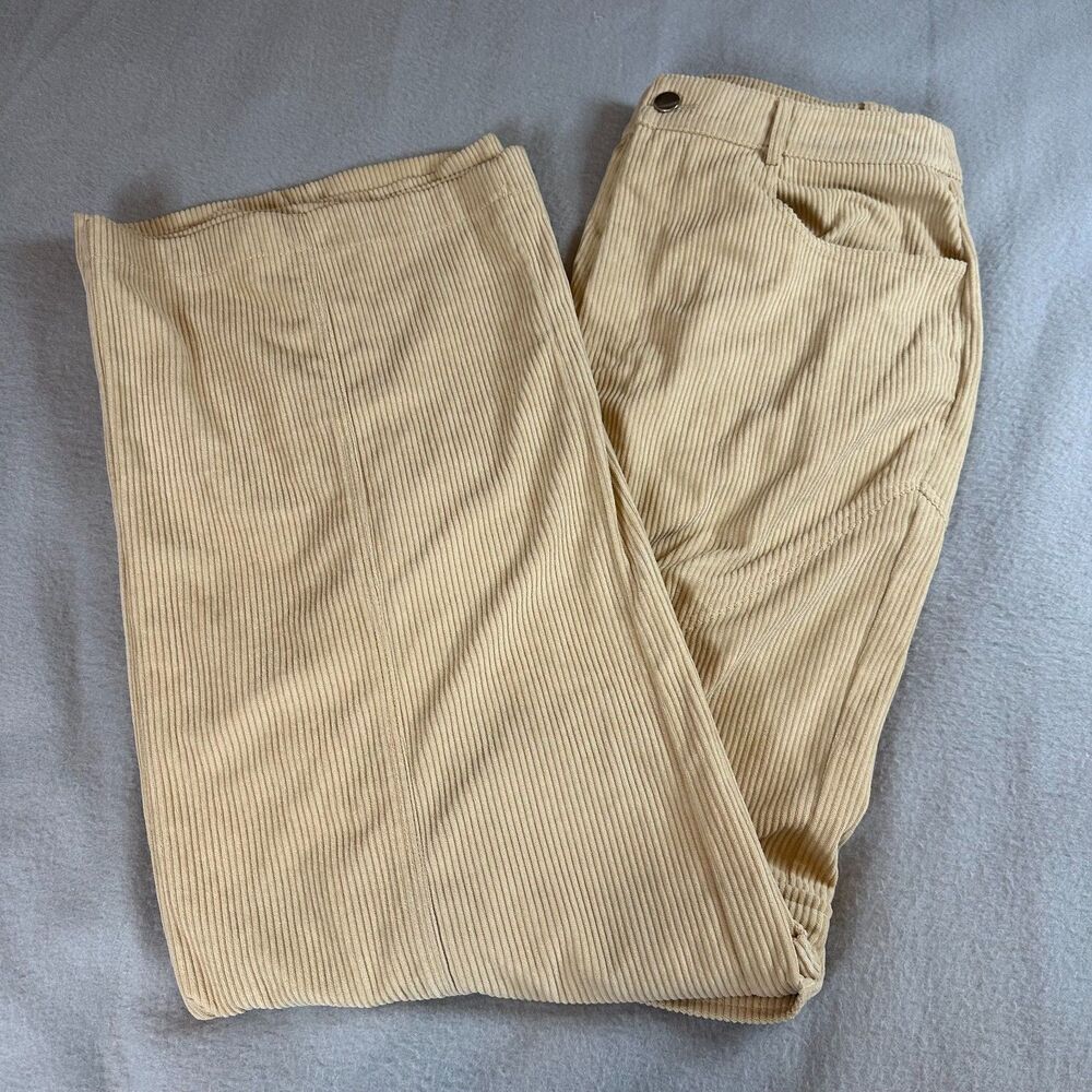 Corduroy Wide Leg Beige Pants Size US 6 Retro Y2K Indie Sleaze